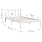 vidaXL Cadre de lit Blanc Bois de pin massif 90x190 cm Simple