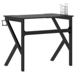vidaXL Bureau de jeu avec pieds en forme de K Noir 90x60x75 cm