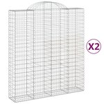 vidaXL Paniers à gabions arqués 2 Pièces 200x50x220/240 cm Fer galvanisé