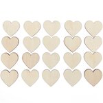 20 coeurs en bois naturel - petit 30 mm
