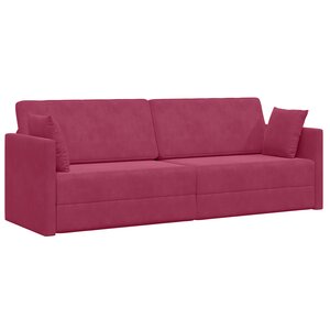 vidaXL Lit-Canapé au Sol 2-en-1 Rouge Vin 213x144x60 cm Velours