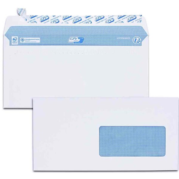 Boîte de 200 enveloppes  c5  162 x 229 mm  blanc  sans fenêtre gpv
