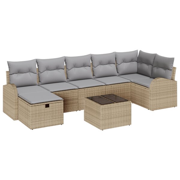 vidaXL Ensemble de Canapés de Jardin 8 pièces avec Coussins Beige en Rattan Synthétique