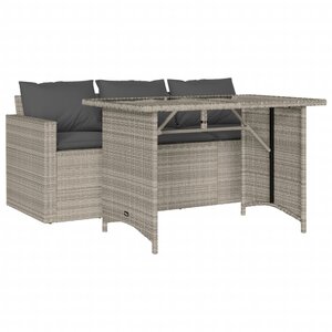 vidaXL Ensemble à manger de jardin et coussins 2 Pièces gris clair rotin