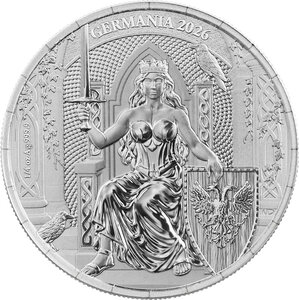 Monnaie GERMANIA Queen on the Throne 1/4 Oz Argent 2 Mark Germania 2026 (PRÉCOMMANDE)