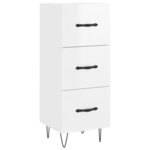 vidaXL Buffet haut Blanc brillant 34 5x34x180 cm Bois d'ingénierie