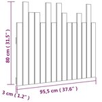 vidaXL Tête de lit murale Gris 95 5x3x80 cm Bois massif de pin