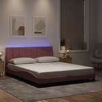 vidaXL Cadre de lit avec lumières LED rose 160x200 cm velours