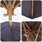 vidaXL Parasol de jardin gris foncé 240x260 cm en bambou