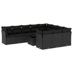 vidaXL Salon de jardin 11 Pièces avec coussins noir résine tressée