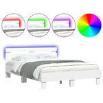 vidaXL Cadre de lit avec tête de lit et LED blanc 120x190 cm