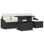 vidaXL Set de canapé de jardin 6 pièces avec coussins en poly rotin noir