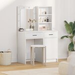 Ensemble de coiffeuse 2 pièces avec LED en bois blanc