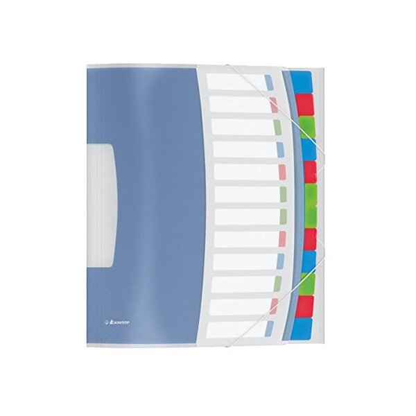 Trieur VIVIDA A4 PP 12 touches, multicolore pochette de protection 3 rabats ESSELTE