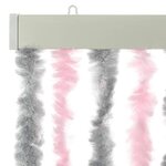 vidaXL Rideau anti-mouches gris argenté et rose 118x220 cm chenille