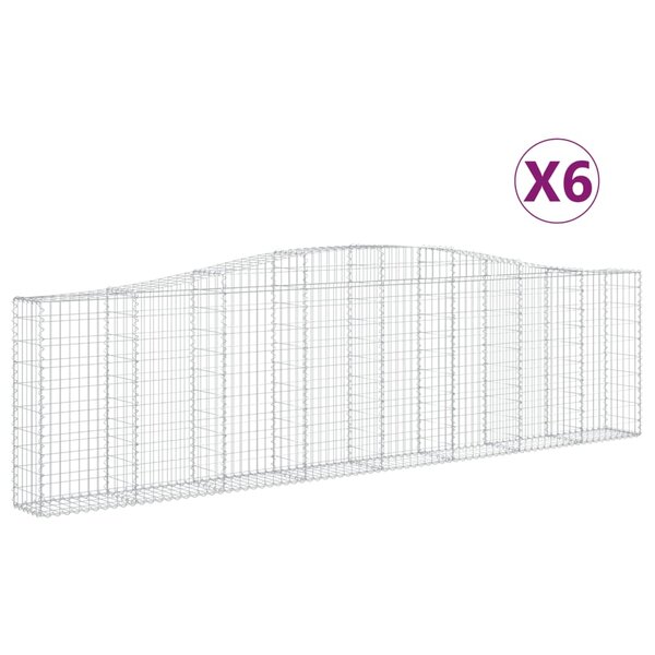 vidaXL Paniers à gabions arqués 6 Pièces 400x30x100/120 cm Fer galvanisé