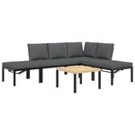 vidaXL Salon de jardin 5 Pièces avec coussins noir aluminium