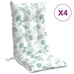vidaXL Coussins de chaise à dossier haut lot de 4 modèle de feuille