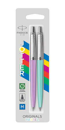PARKER Jotter Originals Pastel Duo, Stylos bille Bleu Pastel + Stylo bille  Violet Pastel, recharge bleue pointe moyenne - La Poste