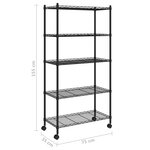 vidaXL Étagère de rangement 5 niveaux roues 75x35x155 cm Noir 250 kg