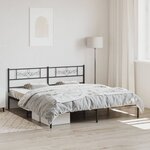 vidaXL Cadre de lit métal avec tête de lit noir 183x213 cm