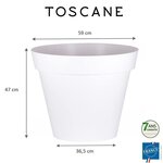 EDA Pot de fleur rond Toscane - Ø 60 x H 47 cm - 76 L - Blanc
