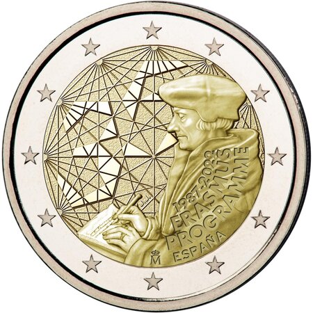 Pièce de monnaie 2 euro commémorative Espagne 2022 – Programme Erasmus