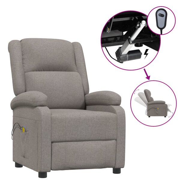 vidaXL Fauteuil électrique de massage Taupe Tissu