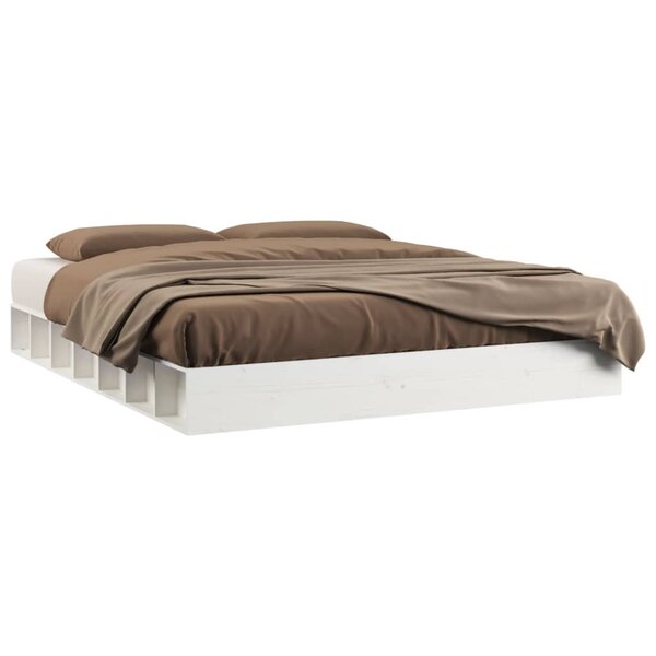 vidaXL Cadre de lit Blanc 140x200 cm Bois massif