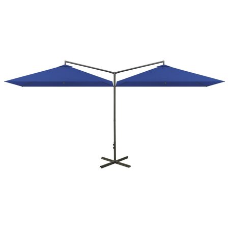 vidaXL Parasol de jardin double avec mât en acier bleu azuré 600x300cm