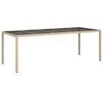 vidaXL Table de jardin Beige 250x100x75 cm Verre trempé et poly rotin