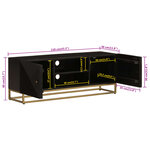vidaXL Meuble TV noir 110x30x40 cm bois massif de manguier et fer