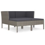 vidaXL Salon de jardin 4 Pièces avec coussins Résine tressée Gris