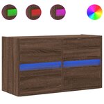 vidaXL Meuble TV mural avec lumières LED chêne marron 80x31x45 cm
