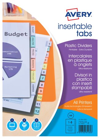 Intercalaires à onglets personnalisables A4