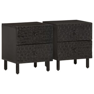 vidaXL Tables de chevet 2 Pièces noir 40x33x46 cm bois de manguier solide