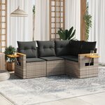 vidaXL Salon de jardin 4 Pièces avec coussins gris résine tressée