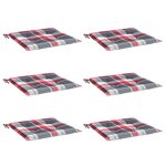 vidaXL Coussins de chaise de jardin lot de 6 carreaux rouges 40x40x4cm