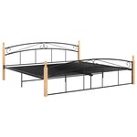 vidaXL Cadre de lit noir métal bois de chêne massif 200x200 cm