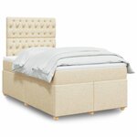 vidaXL Sommier à lattes de lit avec matelas Crème 120x200 cm Tissu