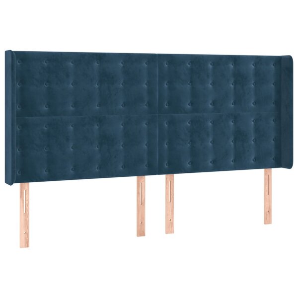vidaXL Tête de lit avec oreilles Bleu foncé 183x16x118/128 cm Velours