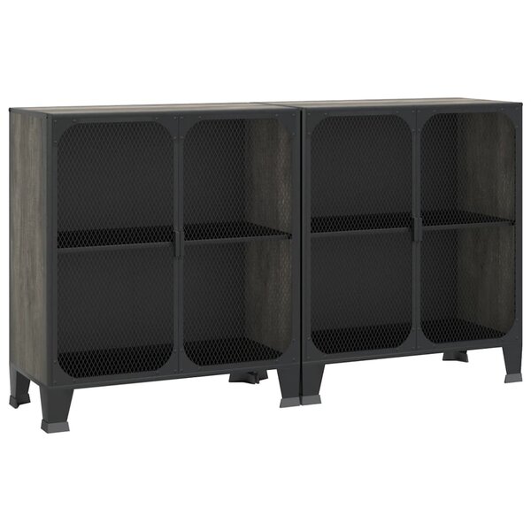 vidaXL Armoires de rangement 2 Pièces Gris 72x36x82 cm Métal et MDF