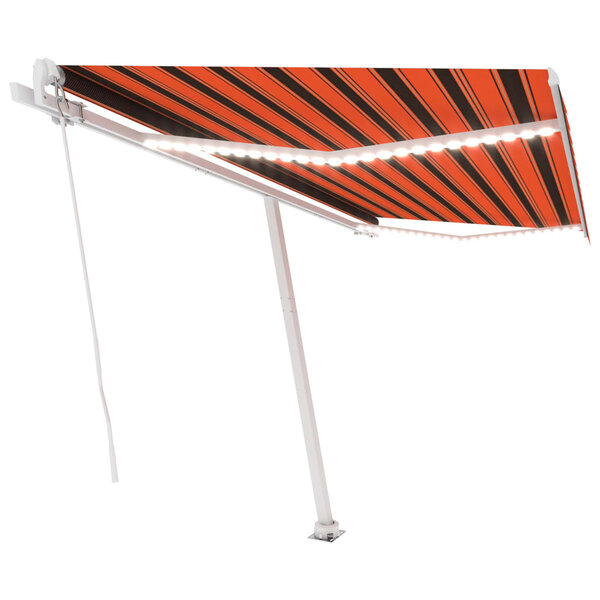 vidaXL Auvent manuel rétractable avec LED 400x350 cm Orange et marron