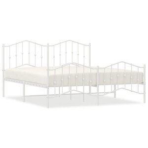 vidaXL Cadre de lit métal avec tête de lit/pied de lit blanc 183x213cm