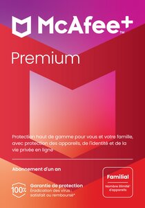 Mcafee+ premium familial - licence 1 an - postes illimités - a télécharger