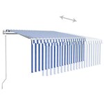 vidaXL Auvent rétractable automatique avec store 3x2 5 m Bleu et blanc