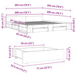 vidaXL Cadre de lit et tiroirs sonoma gris 200x200cm bois d'ingénierie