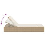 vidaXL Chaise longue double avec coussins beige résine tressée