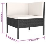 vidaXL Salon de jardin 6 Pièces avec coussins résine tressée noir