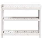 vidaXL Table de rempotage avec étagères blanc bois massif de pin